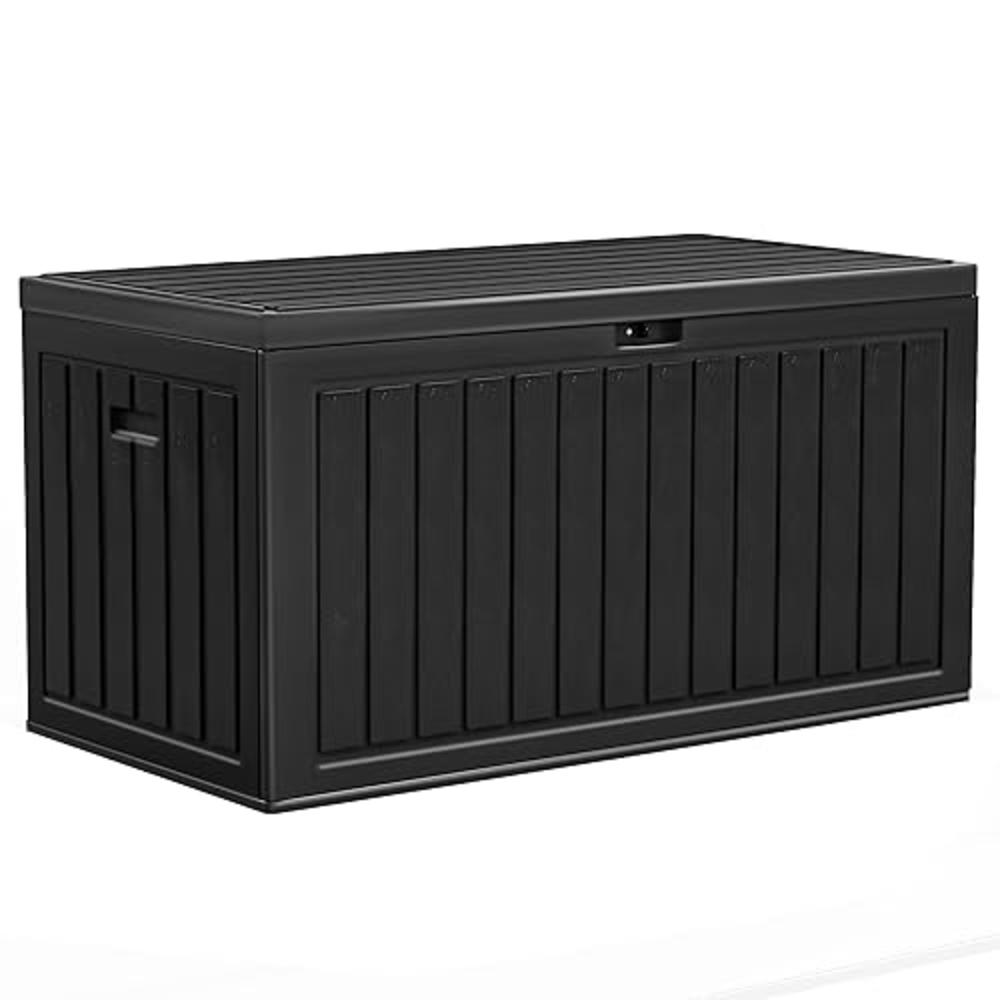 YITAHOME 90 Gallon Large Deck Box, Double-Wall Resin Outdoor Storage Boxes, Deck Storage for Patio Furniture, Cushions, Pool Flo