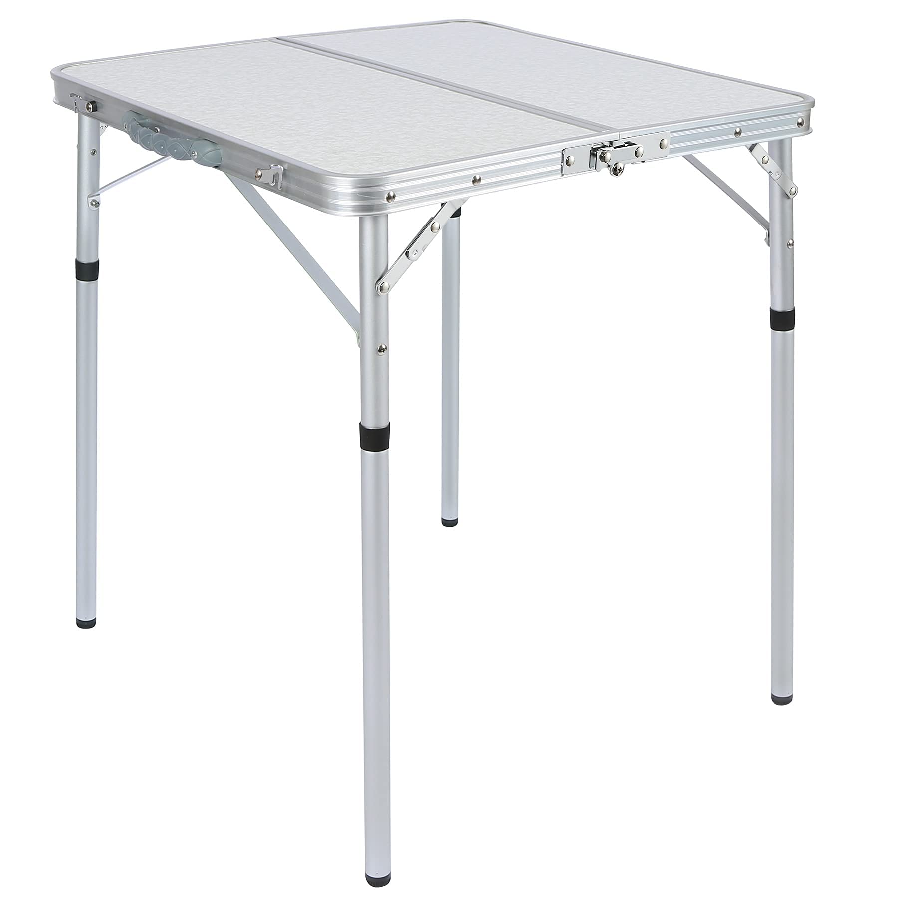 REDCAMP Small Square Folding Table 2 Foot, Portable Aluminum Camping Table Adjustable Height Lightweight for Picnic Beach Outdoo