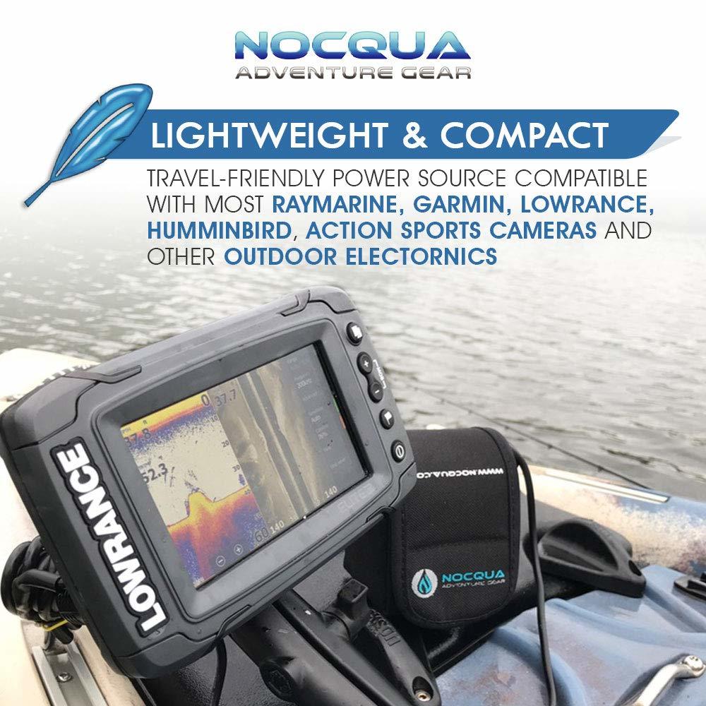 Nocqua 4.4Ah Pro Power Kit for Outdoor and Water Sports Use - Rechargeable - Compatible with GPS, Depth Finders, Fish Finders, I