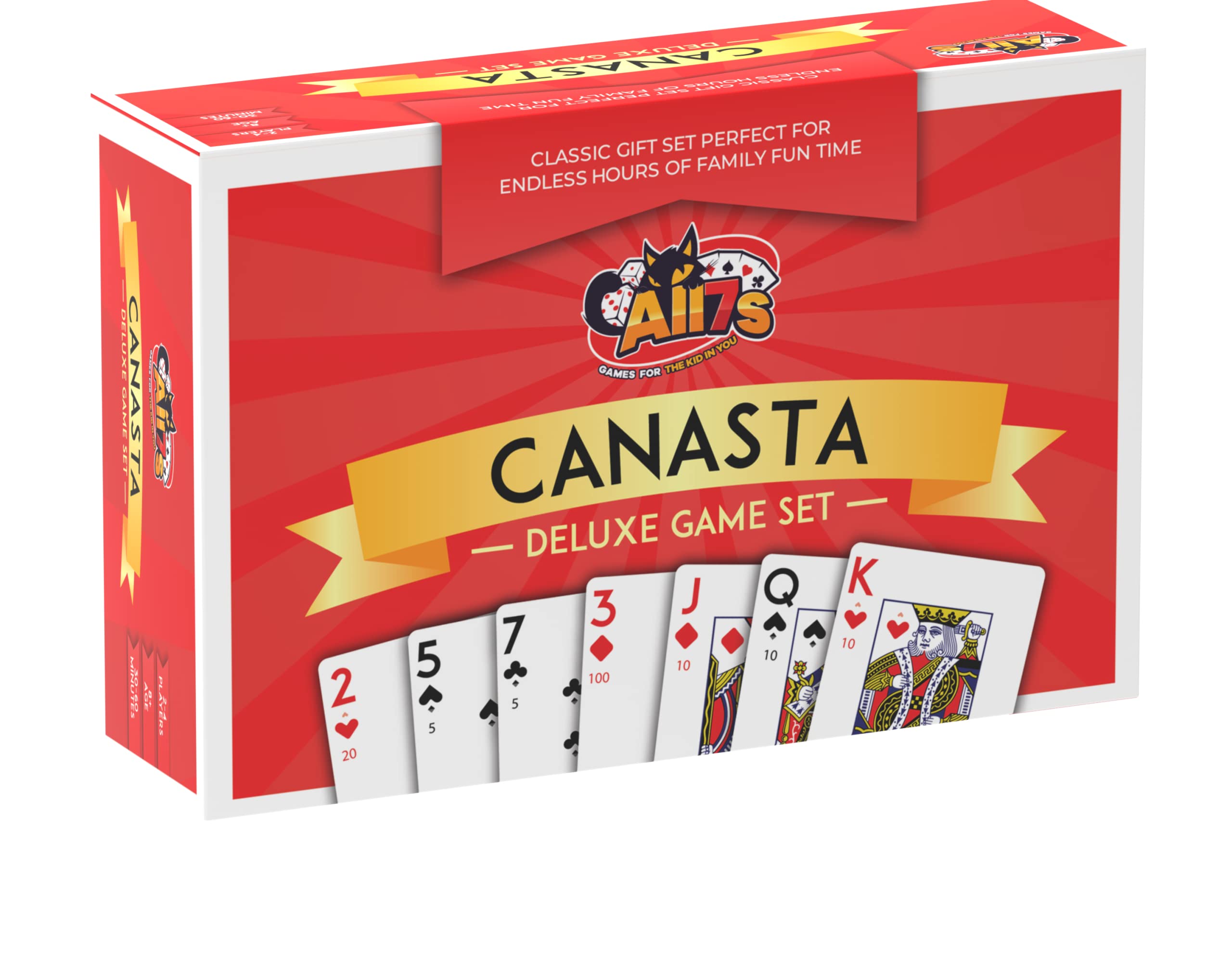 All7s Canasta Cards Game Set with Canasta Cards with Point Values on Cards, Canasta Playing Cards Score Pads and Canasta Card Ho