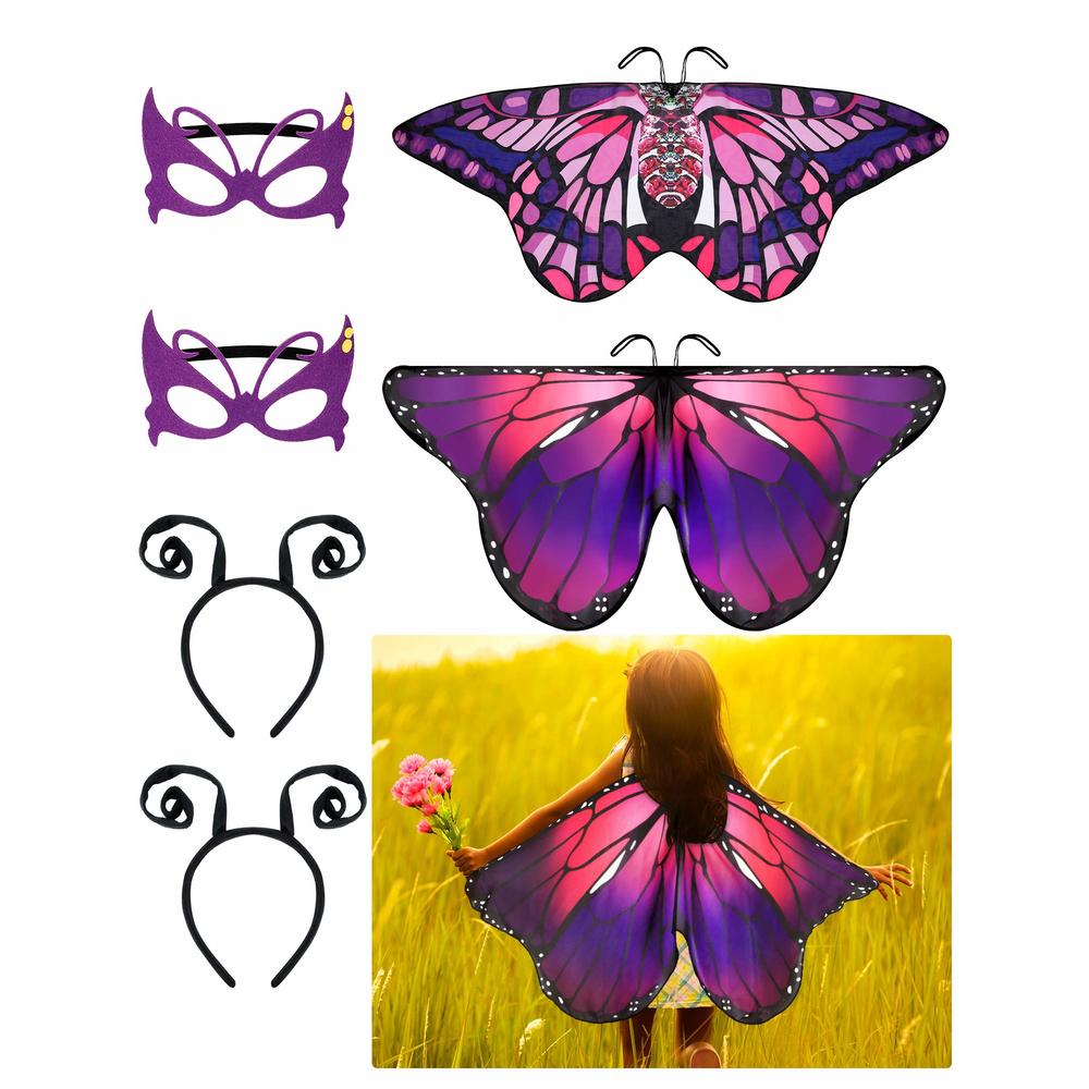 Gejoy 6 Pieces Butterfly Costume With Mask Antenna Headband For Kids gejoy-6-pieces-butterfly-costume-with-mask-antenna-headband-for-kids