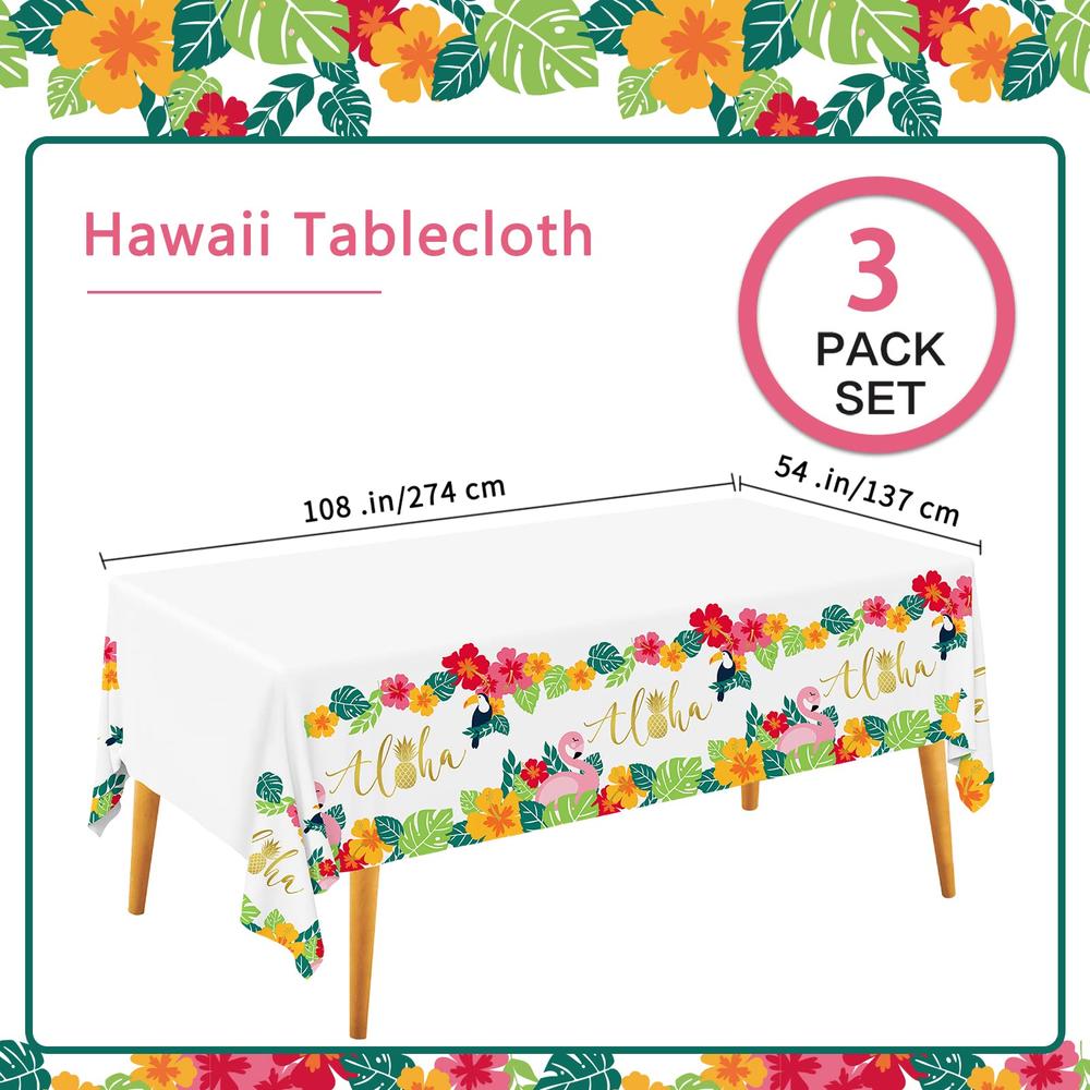 Gatherfun Tropical Luau Party Supplies Flamingo Party Disposable Tablecloth Plastic Waterproof Table Cover for Hawaiian Beach Party Decora