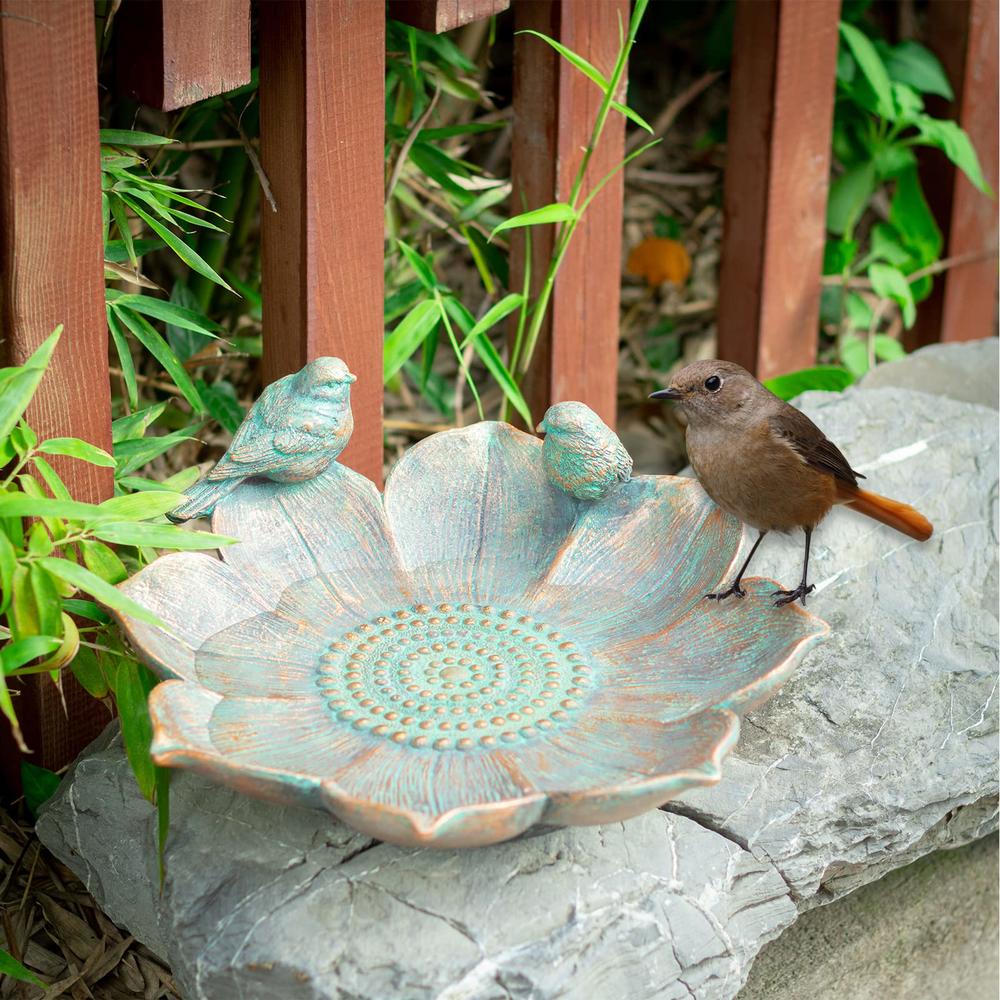 MUMTOP Bird Baths for Outdoors, Antique Outdoor Garden Bird Bath Resin Birdbath Bowl with Vintage Bird Ornament for Outside Yard