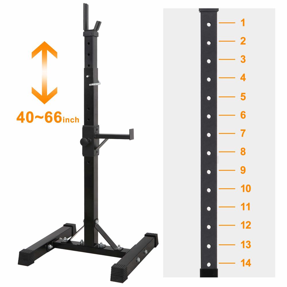 F2C Max Load 550Lbs Pair of Adjustable 40"-66" Squat Rack Sturdy Steel Squat Barbell Free Bench Press Stands GYM/Home Gym Portab