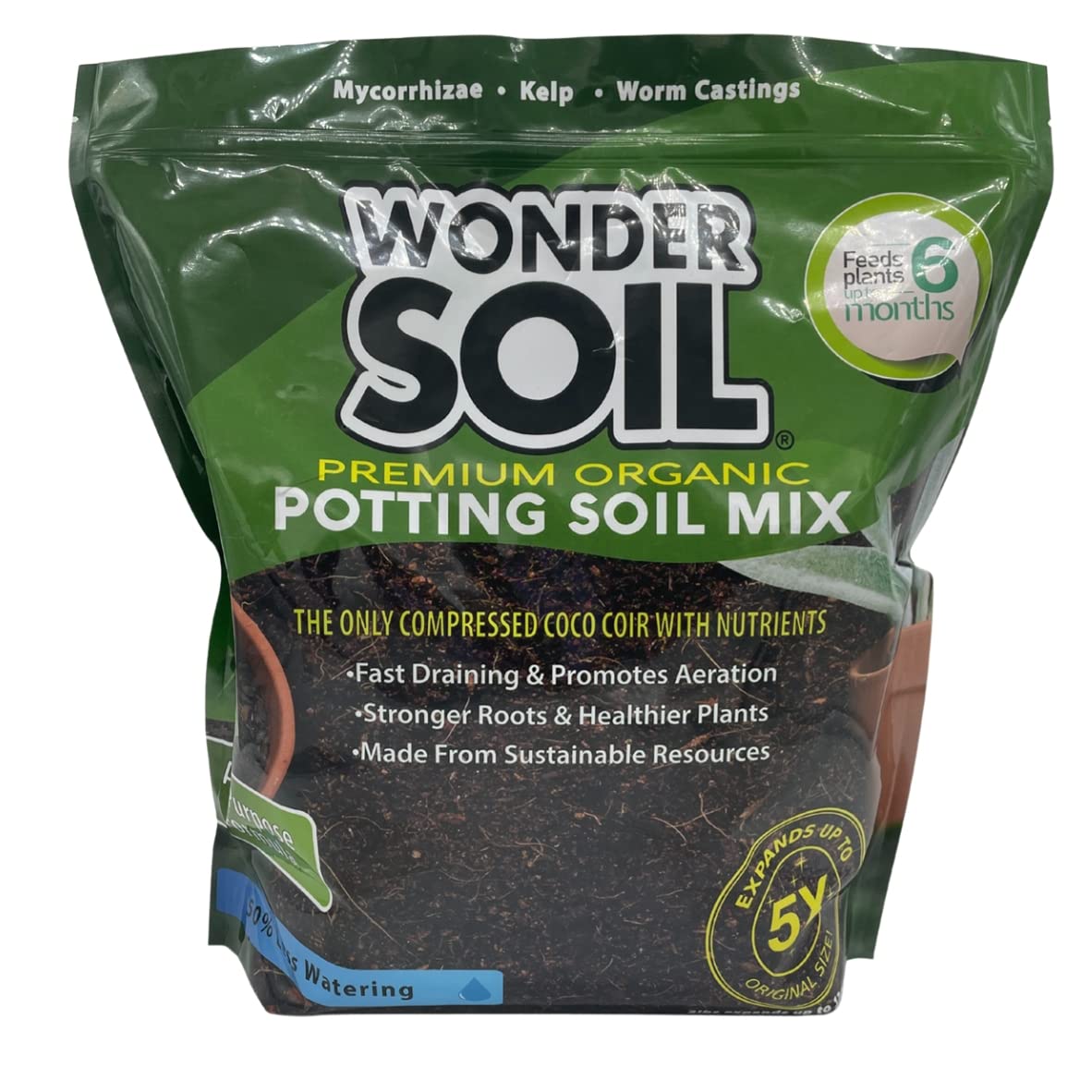 WONDER SOIL Organic Potting Soil | Ready to Plant Coco Coir Fully Loaded with Nutrients | 3 LBS Bag Expands to 12 Quarts of Indo