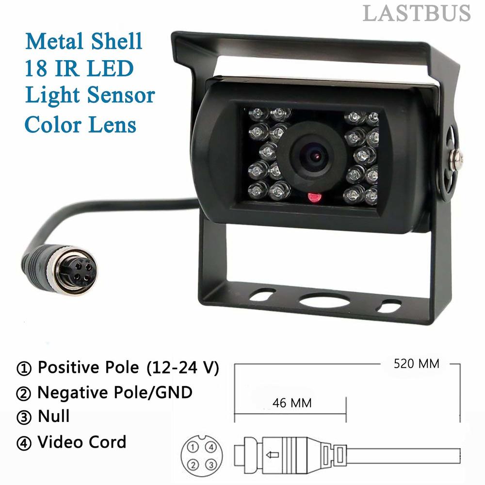 Lastbus Backup Camera, Reversing Camera, Waterproof Night Vision Wide View Angle Rear View Camera with 4 Pin GX12-4 Connector for RV Cam