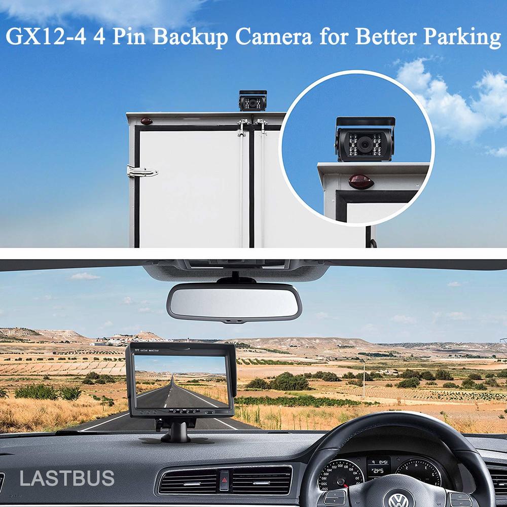 Lastbus Backup Camera, Reversing Camera, Waterproof Night Vision Wide View Angle Rear View Camera with 4 Pin GX12-4 Connector for RV Cam