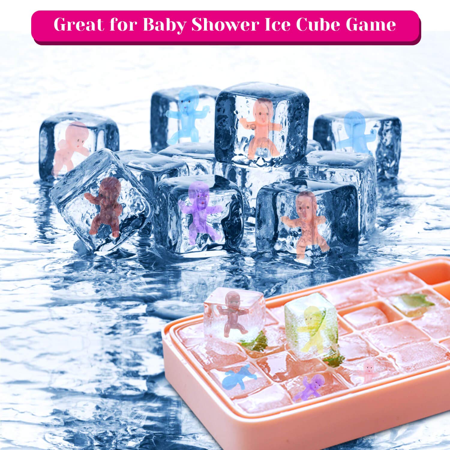 selizo Mini Plastic Babies for Baby Shower, 300pcs Tiny Baby Figurines Mini Babies Bulk for Ice Cube Babies, Small King Cake Bab