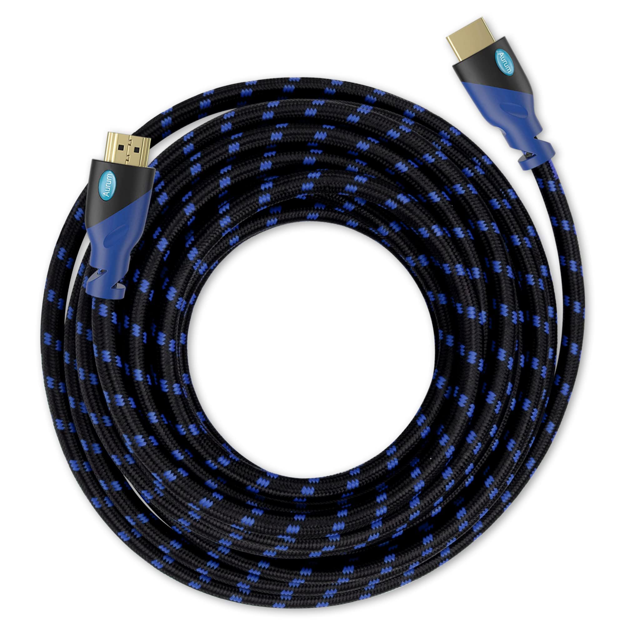 AURUM CABLES 30ft HDMI Cable 4K@60Hz Ultra HD, High Speed with Ethernet HDMI Cable Braided Nylon & Gold Connectors, ARC, CL3 Rat