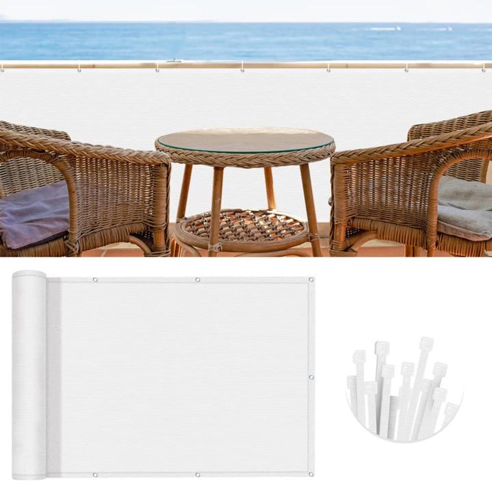 SUNNY GUARD 3FTx10FT Milky White Balcony Privacy Screen Fence ...