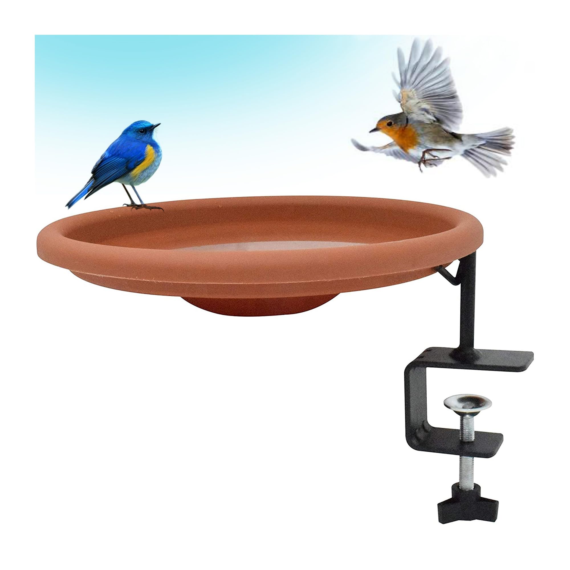 Gray Bunny Bird Bath Bowl 12 Inches - Deck Mounted Bird Water Feeder, Large Bird Bath, Bowl Bird Baths, Hanging Bird Baths, Heavy Duty Stur