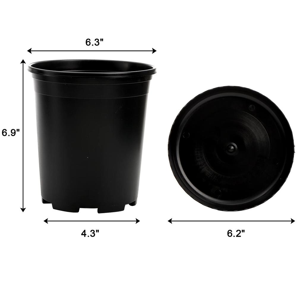 Fasmov 10PCS 1 Gallon Durable Nursery Pot Garden Flower Pots Nursery Plant Container Kit with 10 Pcs Matching Pallets, Black