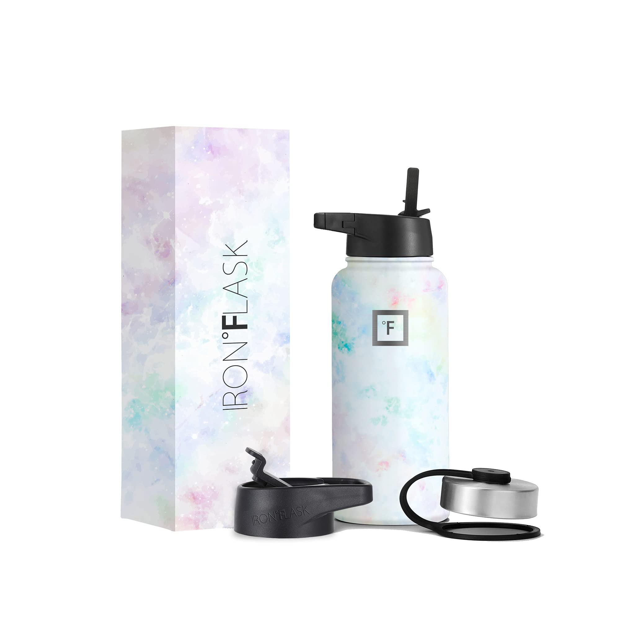 Iron Flask IRON AFLASK Sports Water Bottle 40 Oz 3 Lids (Straw Lid