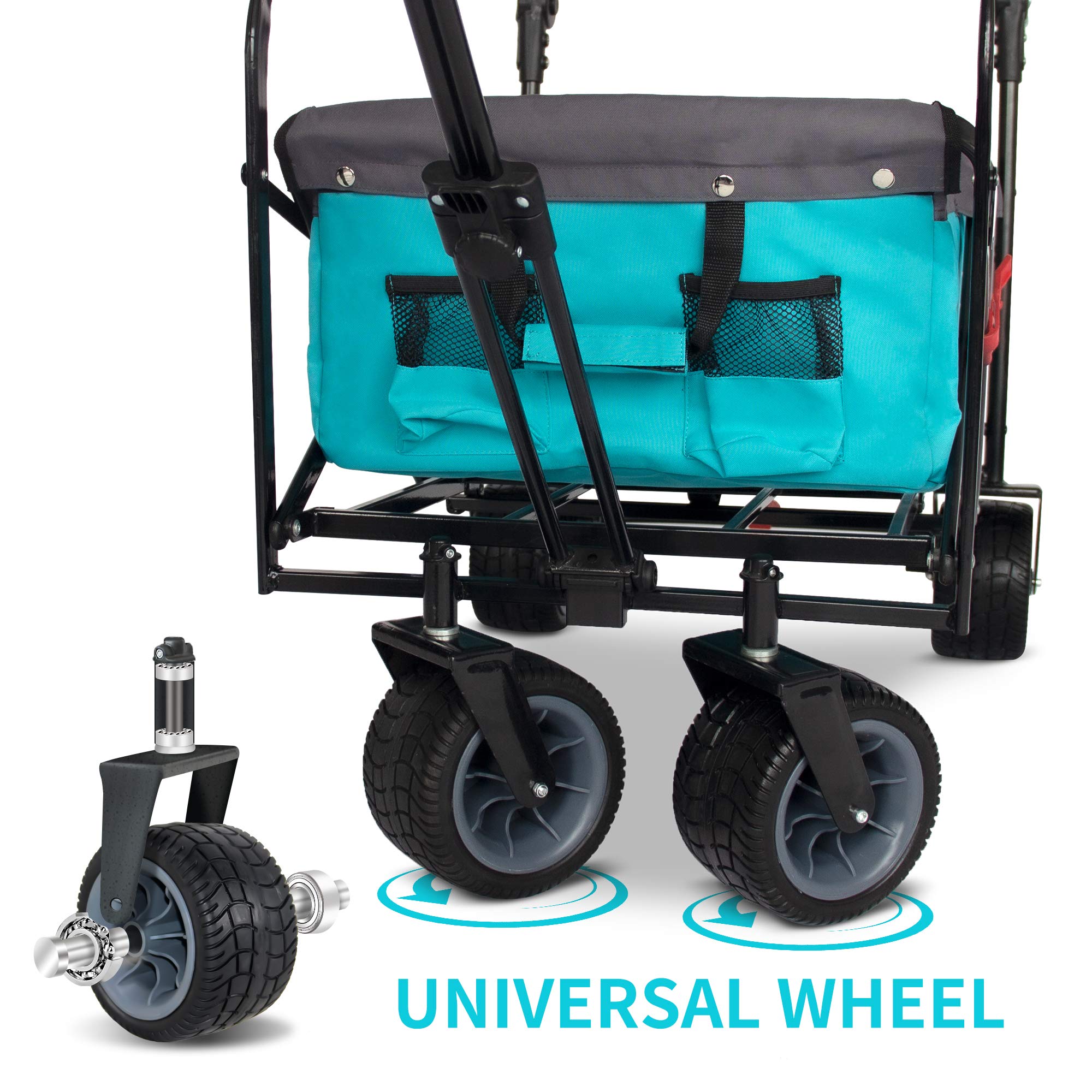 TMZ All Terrain Utility Folding Wagon, Collapsible Garden Cart, Heavy Duty Beach Wagon, for Shopping, Camping, and Outdoor Activ