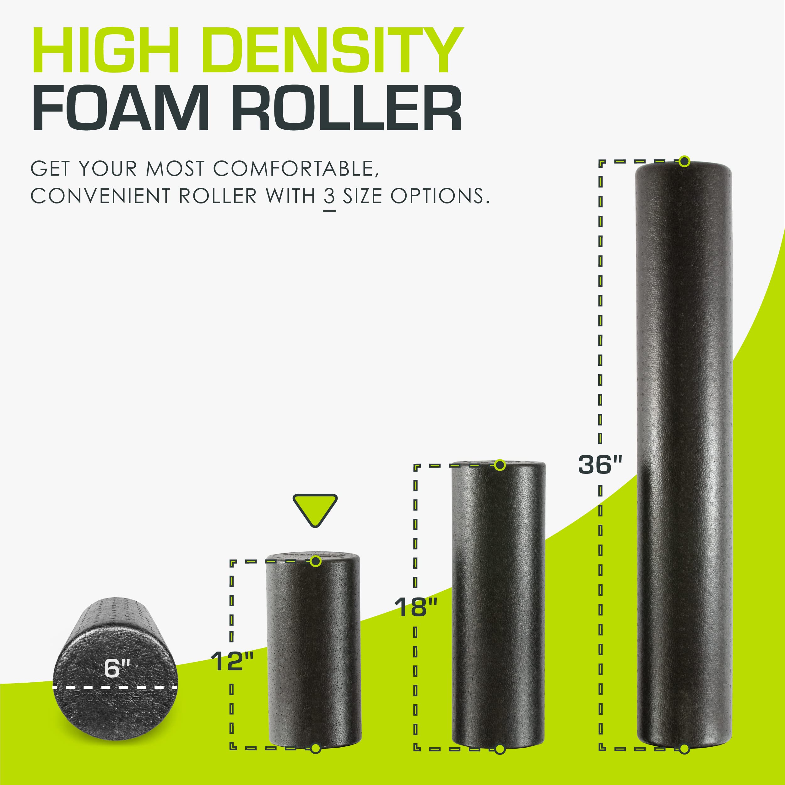 ProsourceFit High Density Foam Rollers 12 - inches long, Firm Full Body Athletic Massage Tool for Back Stretching, Yoga, Pilates