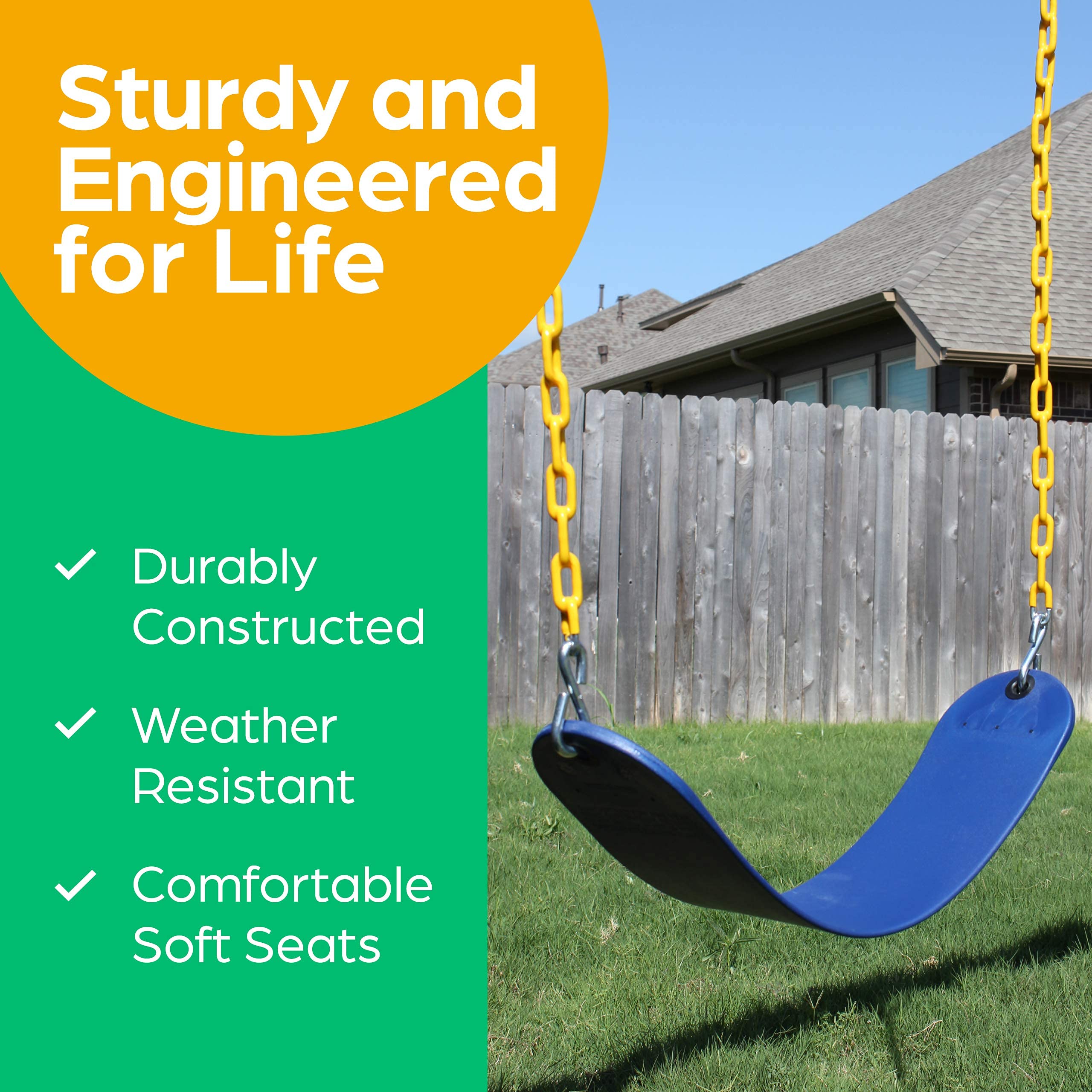 Jungle Gym Kingdom Swing for Outdoor Swing Set - Pack of 1 Swing Seat Replacement Kit with Heavy Duty Chains - Backyard Swingset