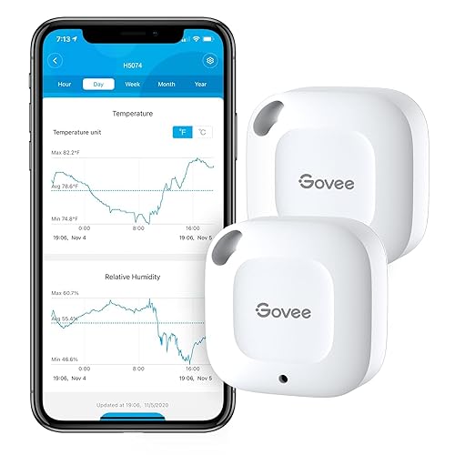 Govee Bluetooth Hygrometer Thermometer, Wireless Thermometer, Mini Humidity Sensor with Notification Alert, Data Storage and Exp