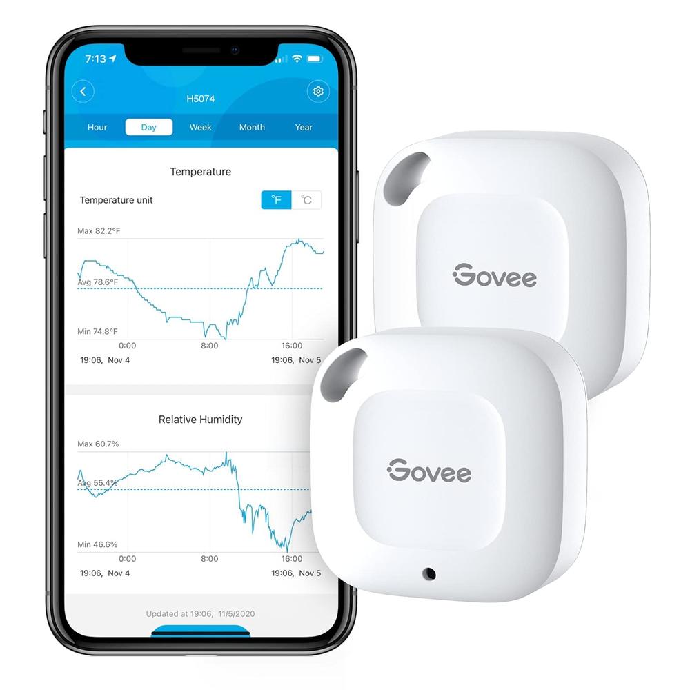 Govee Bluetooth Hygrometer Thermometer, Wireless Thermometer, Mini Humidity Sensor with Notification Alert, Data Storage and Exp