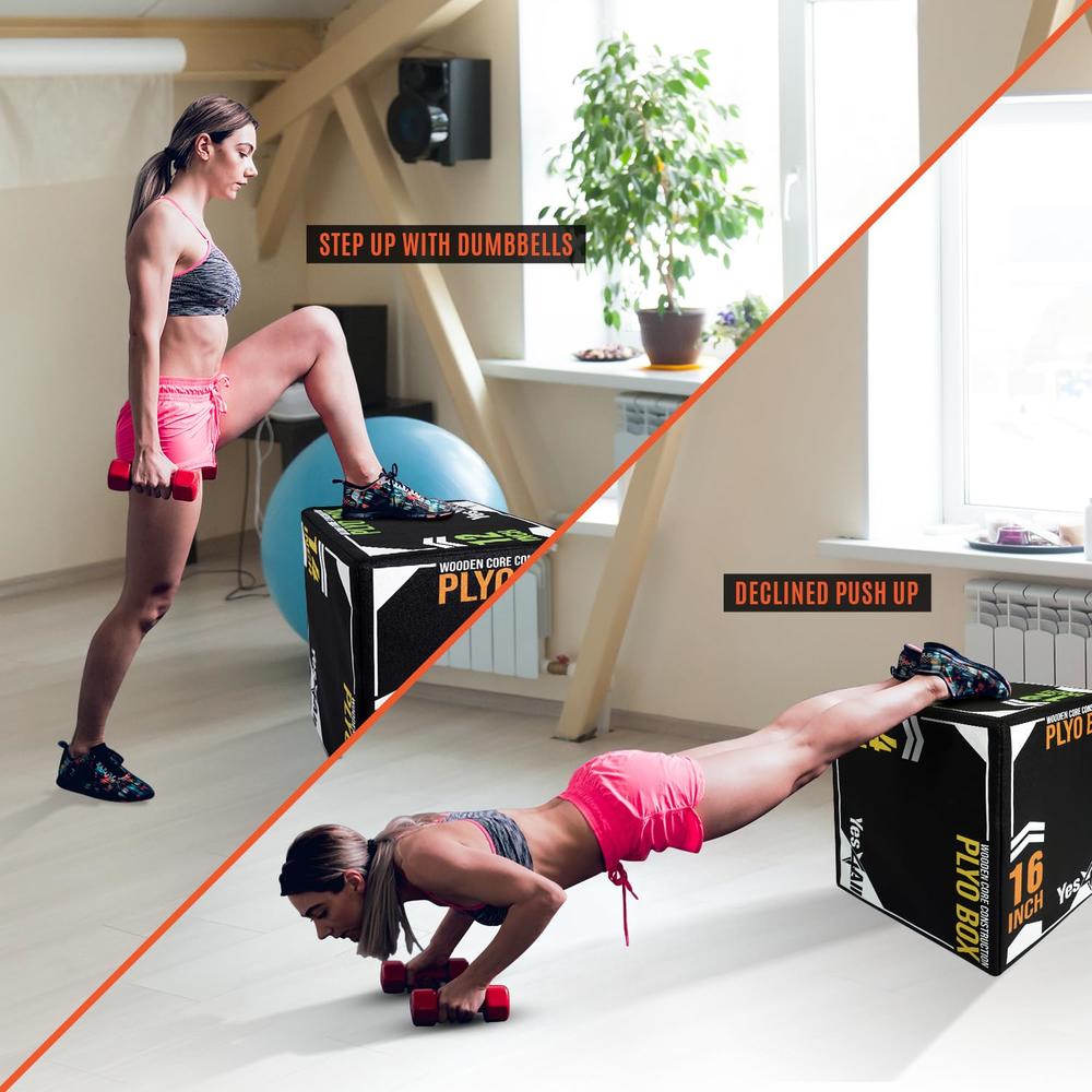 Yes4All 3 in 1 Soft Plyo Box Wooden Core, Foam Plyometric Box for Exercise, Plyometric Training, Available in 4 Sizes