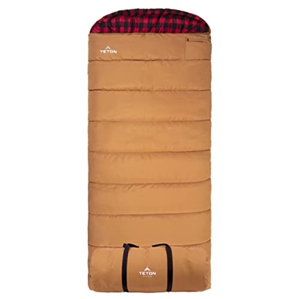 TETON Sports Deer Hunter Sleeping Bag; Warm and Comfortable Sleeping Bag Great for Camping Even in Cold Seasons; Brown, Right Zi