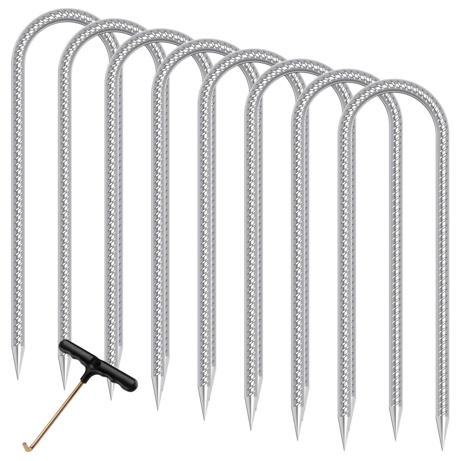Synoratory Trampoline Stakes Anchors High Wind Heavy Duty Trampoline Anchor Kit U Type Sharp Ends Safety Ground Anchor Galvanized Steel for