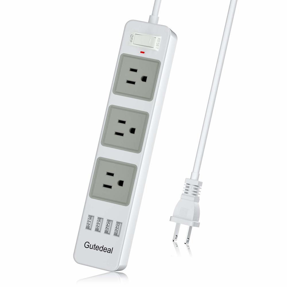 gutedeal 2 Prong Power Strip with USB, 2 Prong to 3 Prong Outlet Adapter with 4 USB Ports 6.6ft Extension Cord, 3 AC Outlets Flat Plug Su