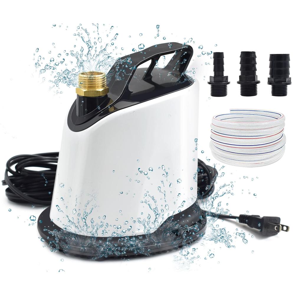 AgiiMan Pool Cover Pump, 1100 GPH Submersible Water Sump Pump for Pool Draining with Adjustable Filter, 16' Drainage Hose and 25
