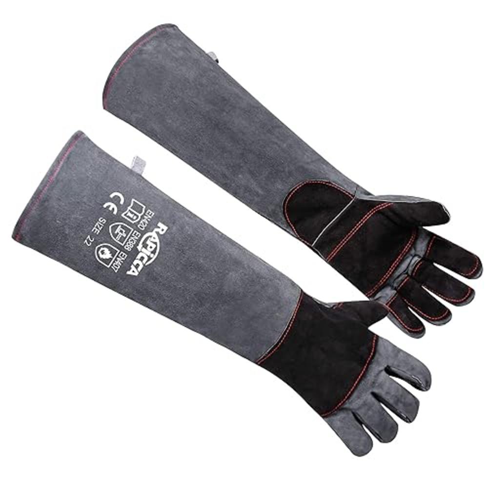 RAPICCA Animal Handling Gloves Bite Proof Reinforced Leather Padding Dog,Cat Scratch,Bird Handling Falcon Gloves Grabbing,Reptil