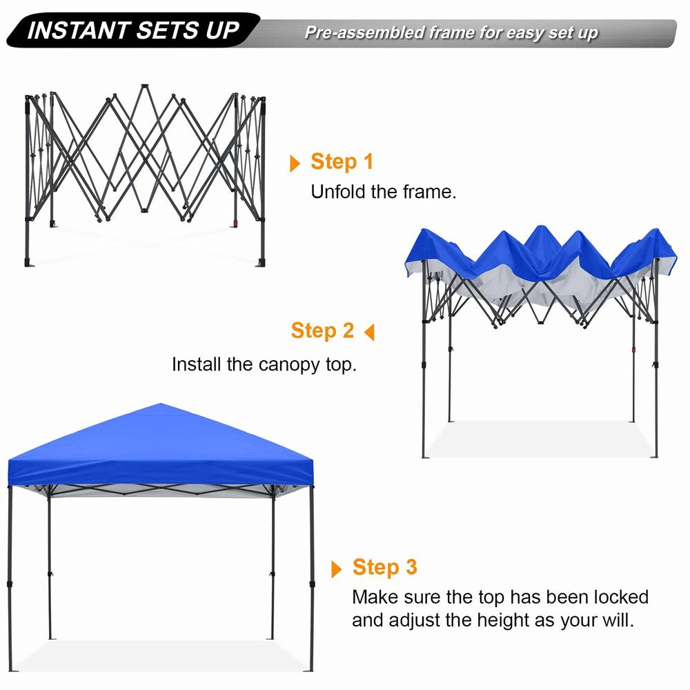 ABCCANOPY Durable Easy Pop up Canopy Tent 10x10, Royal Blue