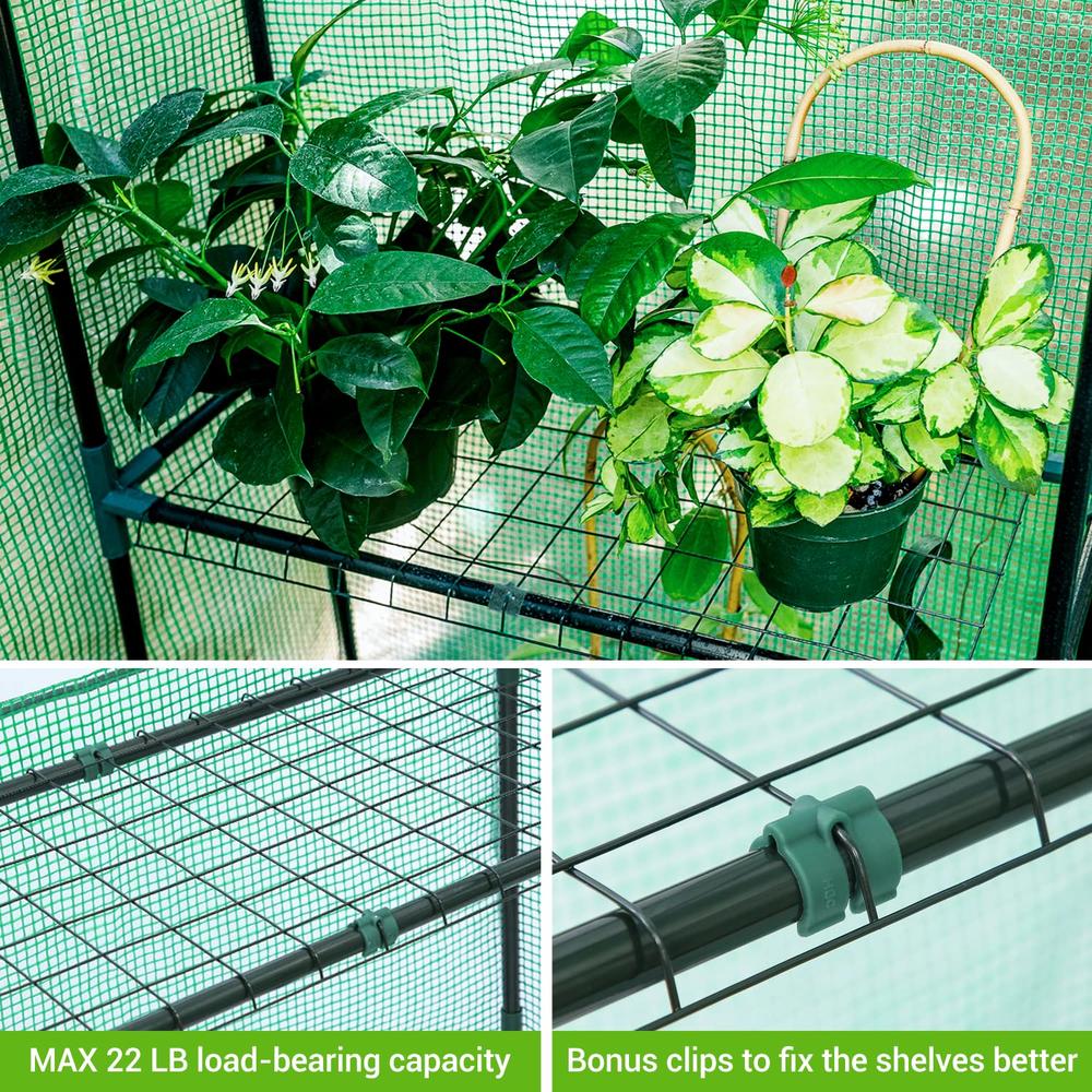 OHUHU Greenhouse for Outdoors with Screen Windows, Ohuhu Walk in Plant Greenhouses Heavy Duty with Durable PE Cover, 3 Tiers 12 Shelve
