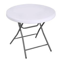 SUPER DEAL 2.7 Foot Round Folding Card Table, 32" Indoor Outdoor Portable Plastic Kitchen or Camping Picnic Party Wedding Event