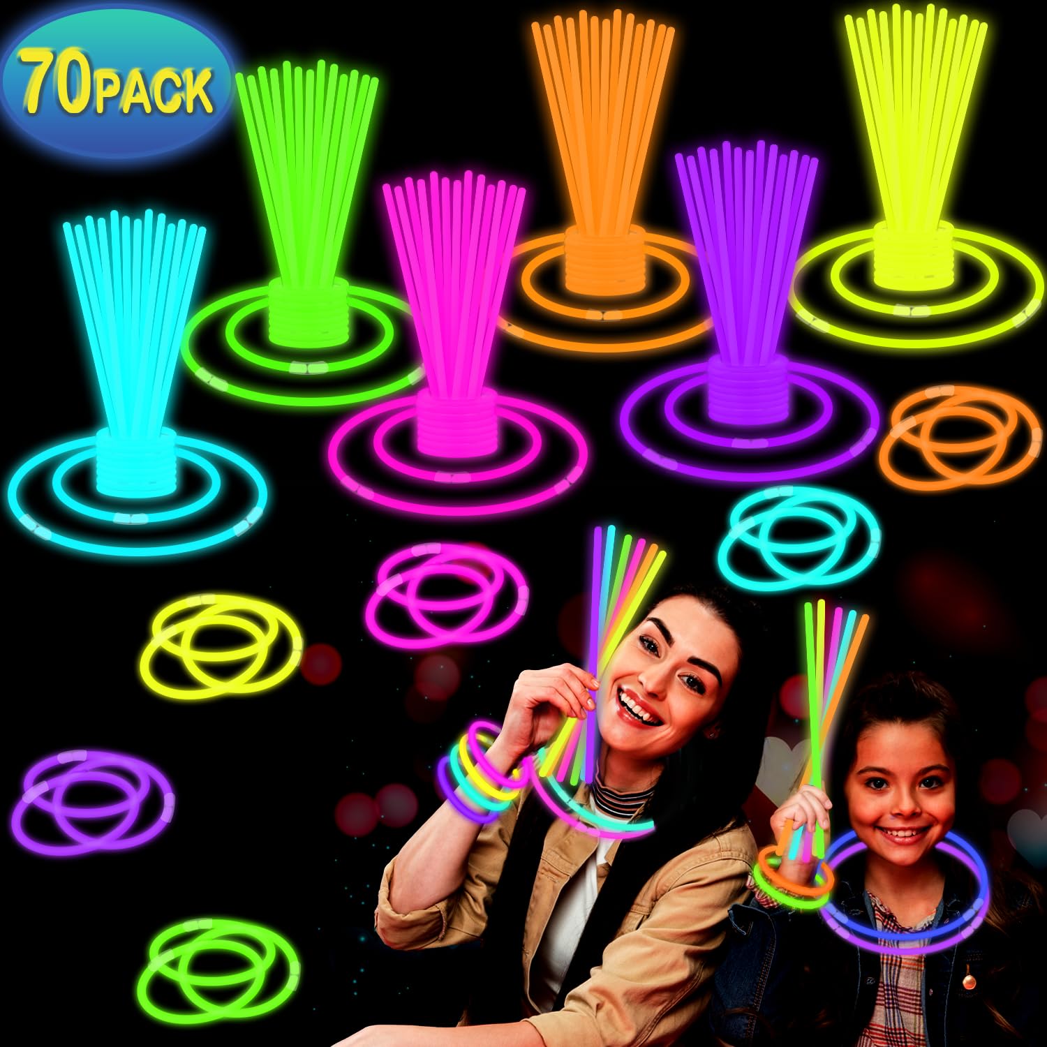 Leetous Glow in the Dark Party Favor Supplies, 70 8 Glow Sticks