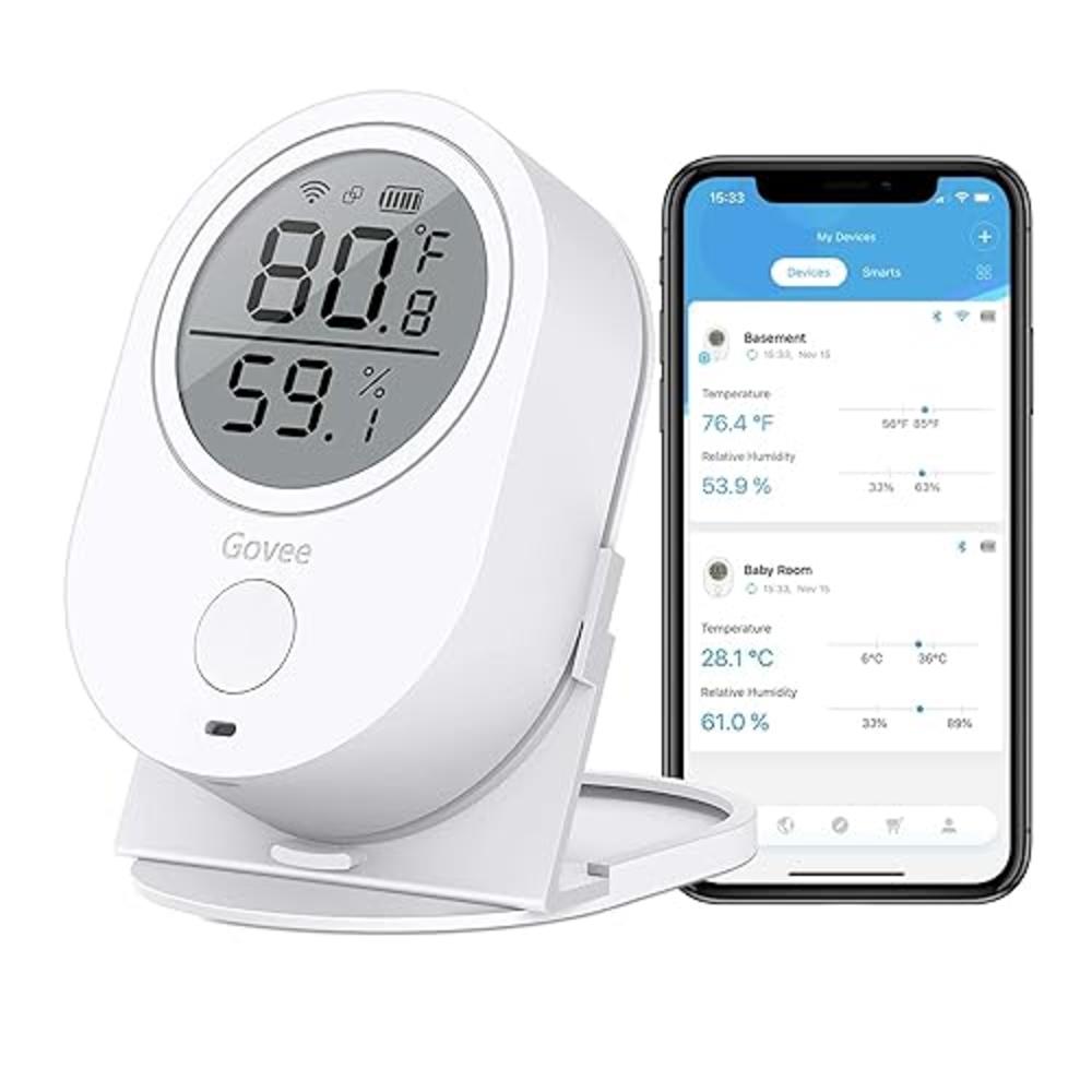 Govee WiFi Thermometer Hygrometer H5051, Bluetooth Indoor Temperature Humidity Monitor with App Notification Alert, Smart Humidi