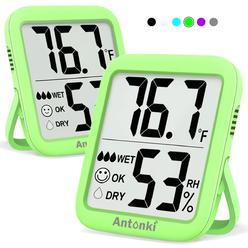 Antonki Room Thermometer for Home, 2 Pack Digital Temperature and Humidity Monitors, Indoor Hygrometer Sensor, Humidity Gauge, H