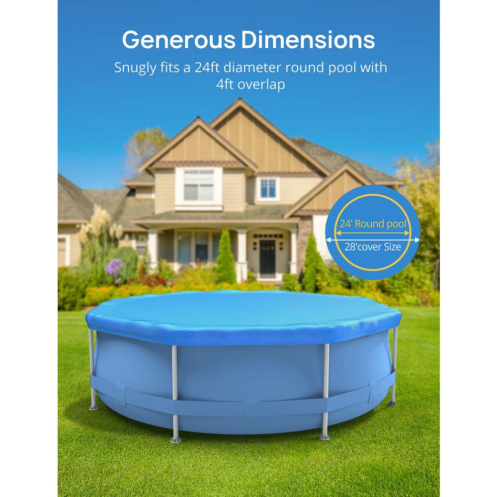 EVAJOY 28ft Round Pool Cover, Winter Pool Cover for 24ft Above Ground Round Inflatable Swimming Pools, Pool Cover Protector with
