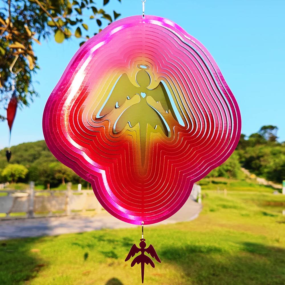 DJUAN Angel Wind Spinners for Yard and Garden Decor Angel Gifts for Women Wind Spinner Outdoor Metal Large Colorful Angels Figur