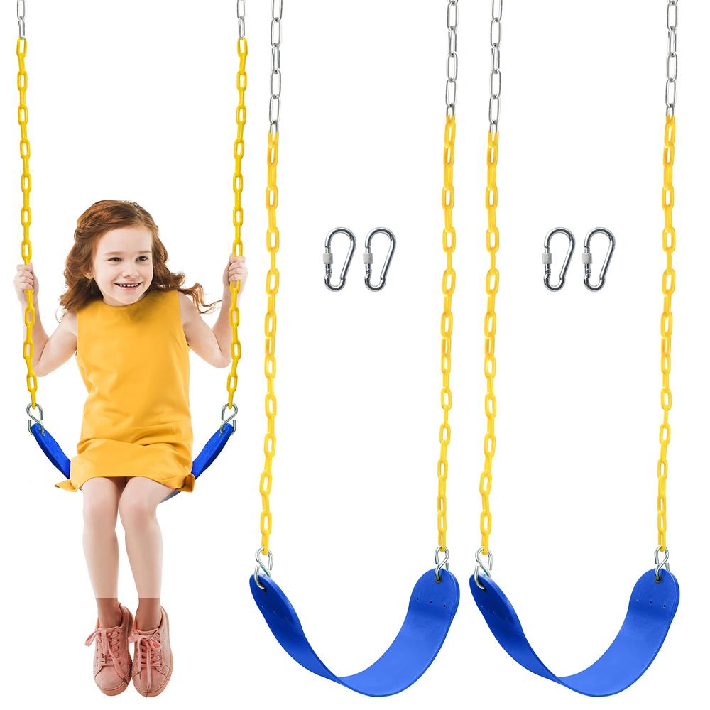 TURFEE 2 Pack Swing for Outdoor Swing Set, Swing Seat Replacement Kit with 66" Heavy Duty Chains, 4 Snap Hook for Kids Outdoor P
