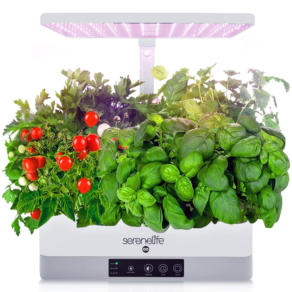 SereneLife Smart Starter Kit-Hydroponic Herb Garden Indoor Plant System w/Height Adjustable LED Grow Lights, 6 pods, 3 Modes-Hom