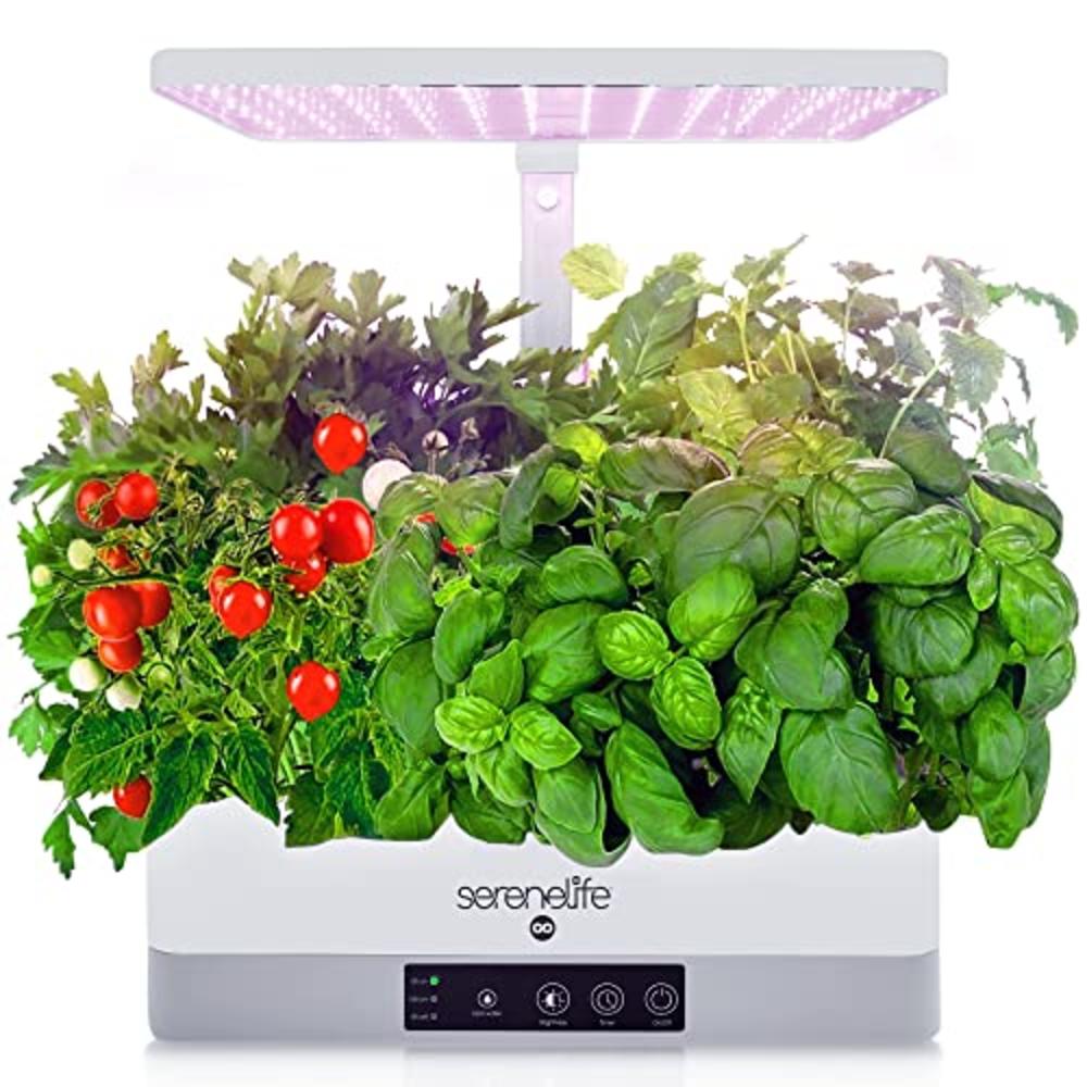 SereneLife Smart Starter Kit-Hydroponic Herb Garden Indoor Plant System w/Height Adjustable LED Grow Lights, 6 pods, 3 Modes-Hom