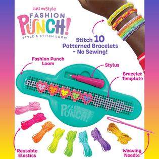Just My Style Fashion Punch Style & Stitch Loom, Friendship Bracelet Kit,  Jewelry Making Activity, Great