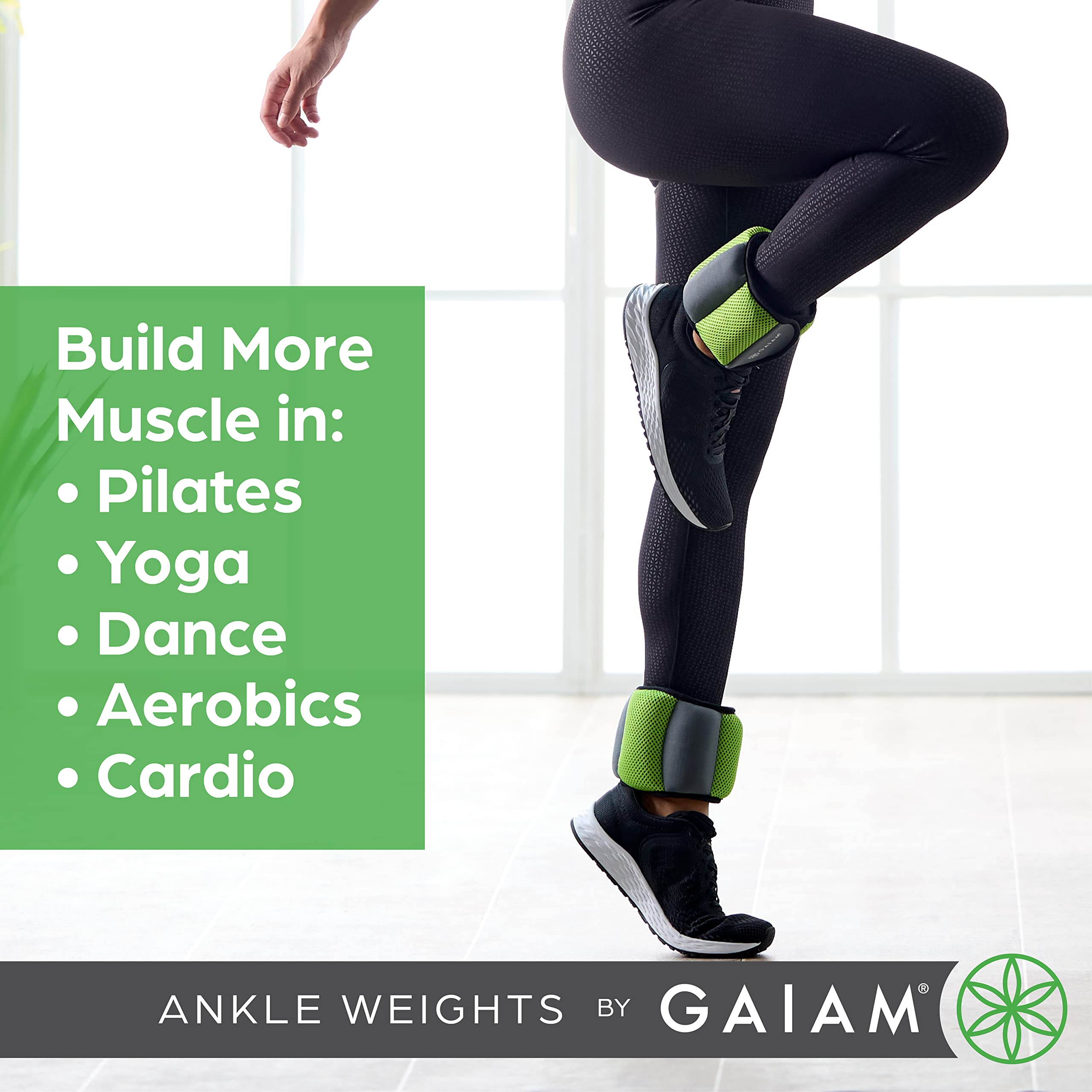 Gaiam Ankle Weights Strength Training Weight Sets For Women & Men With Adjustable Straps - Walking, Running, Pilates, Yoga, Danc