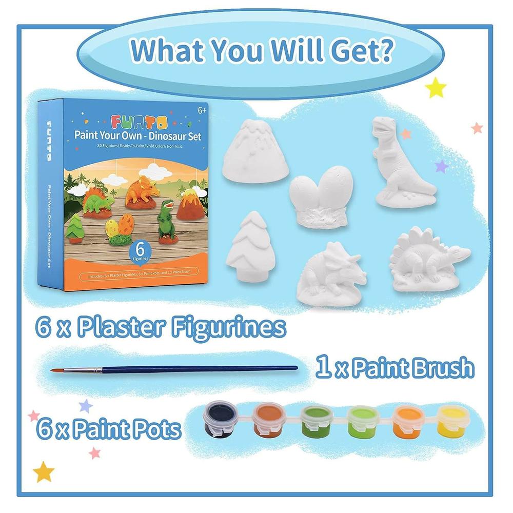 Funto Kit de peinture de l'espace, jeu d'arts et d'artisanat de 13 pièces pour enfants, projet STEAM d'activité créative de jouets DIY avec 6 figurines, 6 pots de peinture, 1 pinceau Funto Kit de peinture de l'espace, jeu d'arts et d'artisanat de 13 pièces pour enfants, projet STEAM d'activité créative de jouets DIY avec 6 figurines, 6 pots de peinture, 1 pinceau