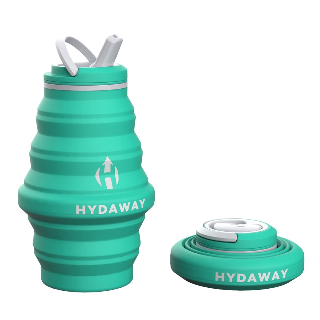 HYDAWAY Collapsible Water Bottle - 17oz I Reusable Water Bottles with Flip Top Lid for Travel, Hiking, Backpacking I Portable &