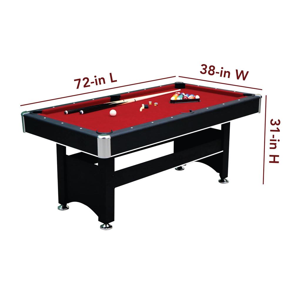Hathaway&#153; Spartan 6-ft Pool Table with Table Tennis Top - Black with Red Felt