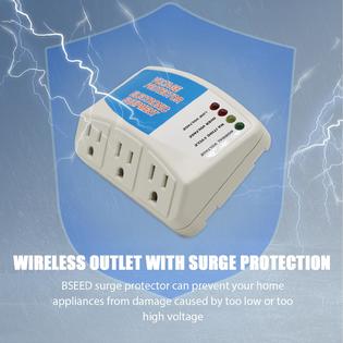 BX-V008USFBA BSEED Surge Protector Power Strip Home Appliance, 3 Outlet  Power Surge Protector, Voltage Protector Brownout Surge Refrigerator