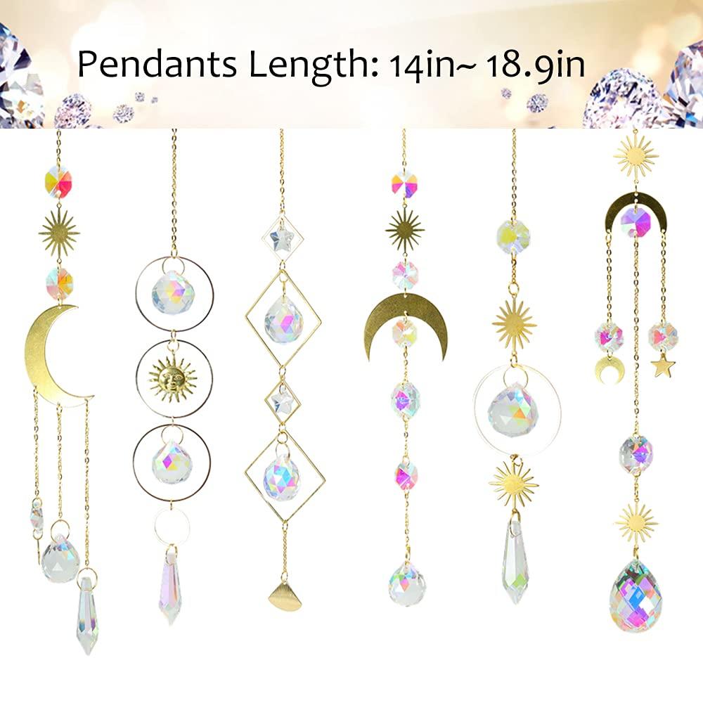 ilclviz 6Pieces Colorful Crystals Suncatcher Hanging Sun Catcher with Chain Pendant Ornament Crystal Balls for Window Home Garden Christ