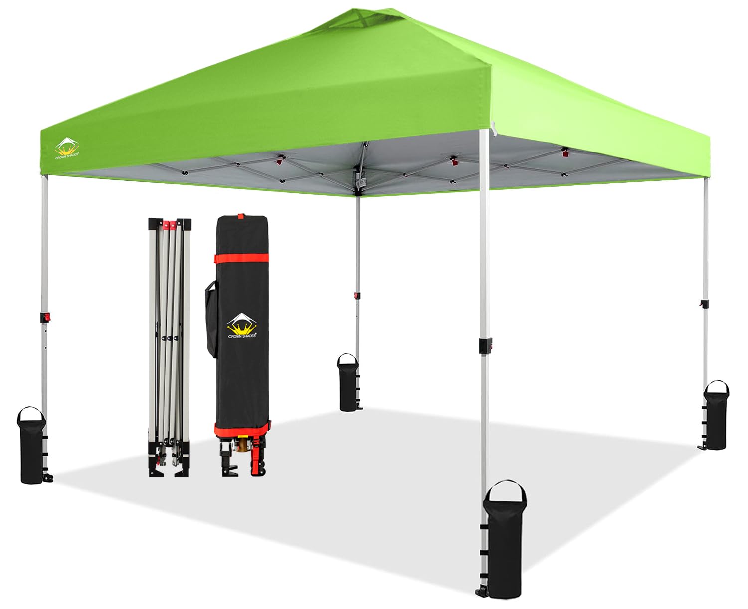 CROWN SHADES 10x10 Pop Up Canopy, Patented Center Lock One Push Instant Popup Outdoor Canopy Tent, Newly Designed Storage Bag, 8