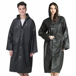 Cosowe Rain Ponchos for Adults Reusable, 2 Pcs Raincoats for Women Men with Hood (B-Adults Poncho-Black)