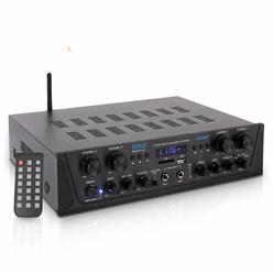 Pyle 500W Karaoke Wireless Bluetooth Amplifier - 4 Channel Stereo Audio Home Theater Speaker Sound Power Receiver w/AUX in, FM,
