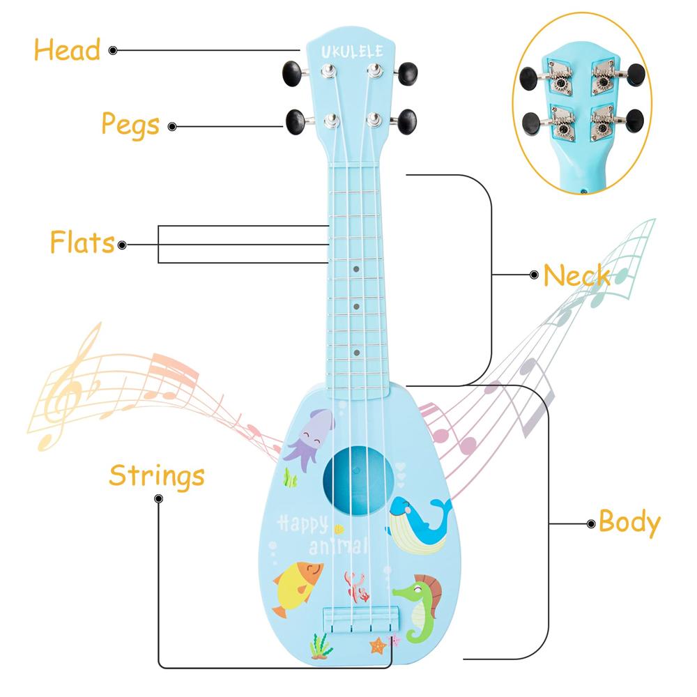 YOLOPARK 17" Kids Toy Guitar for Girls Boys, Mini Toddler Ukulele Guitar with 4 Strings Keep Tones Can Play for 3, 4, 5, 6, 7 Ye